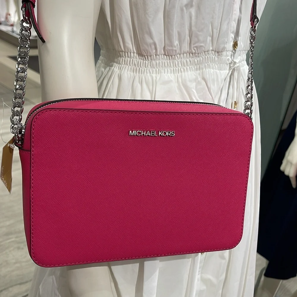 Michael Kors Jet Set Large Saffiano Leather EW Crossbody Bag  Dragonfruit NWT